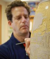 Chris Moench, Master Ceramics Sculptor, and  creator of prayer wheels for The Rama Exhibition
